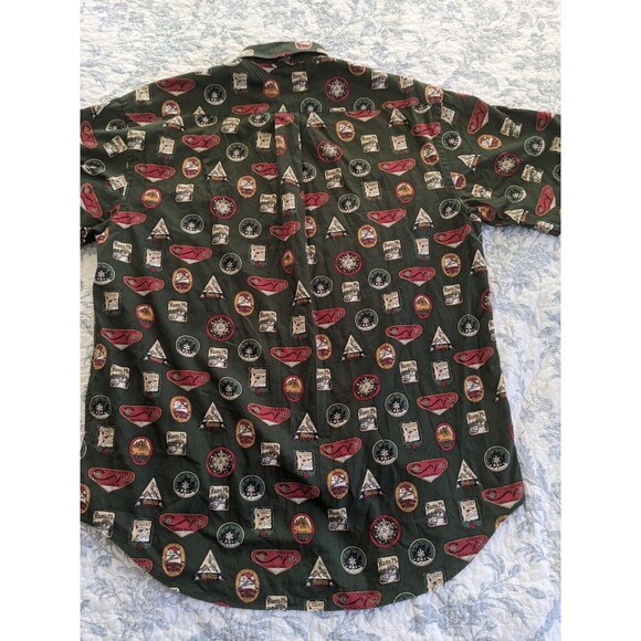 Vtg Y2K 90s Tommy Hilfiger Short Sleeve Button Shirt Ski Destination Men’s SZ M - Picture 9 of 13